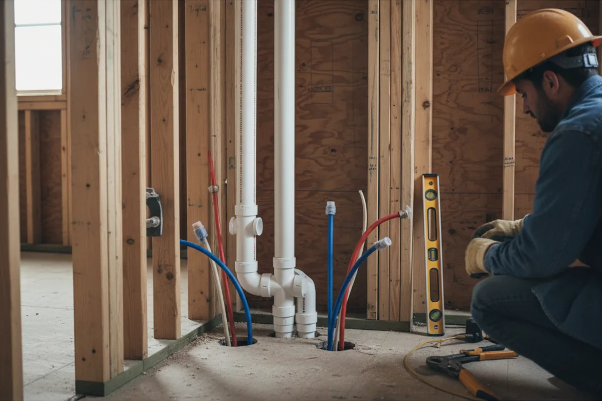 Drain and supply rough-in during Sump Pump Repair in Gifford