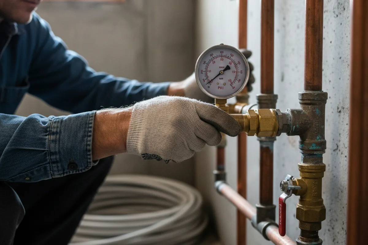 Pressure testing a repaired line during Water Line Repair in Gifford
